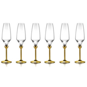 Бокалы для шампанского с золотым декором на ножках - 6 ед. от Цептер