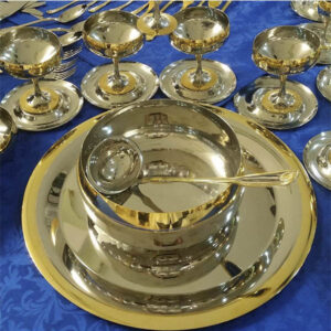 Набор "Барон" для десерта - с серебряным покрытием и золотым декором от Цептер
