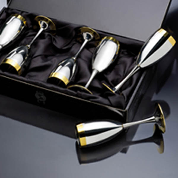 Набор бокалов "Ла Перле" - с серебряным покрытием и золотым декором от Цептер
