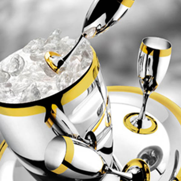 Набор из 6 шт фужеров для шампанского "Ла Перле"- посеребренный с золотым декором от Цептер